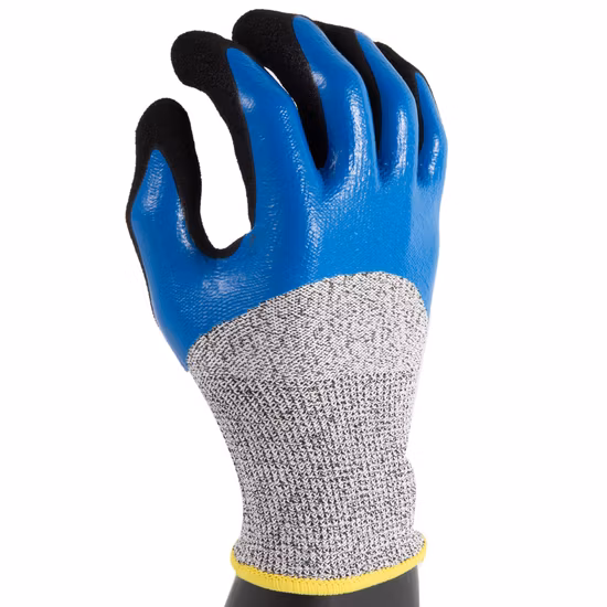 Guanti resistenti al taglio con doppio rivestimento in nitrile 3/4 con finitura sabbiata 13G HPPE Liner